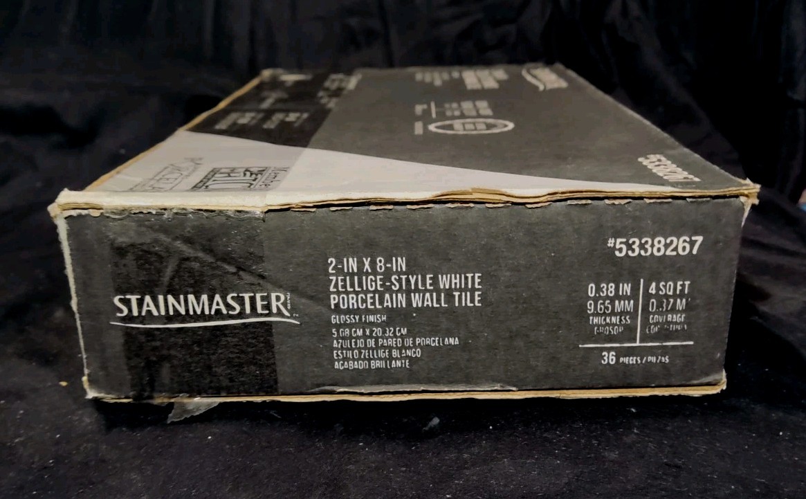 Stainmaster #5338267 Zellige-style 2″ X 8″ White Porcelain Wall Tile 34 Pcs