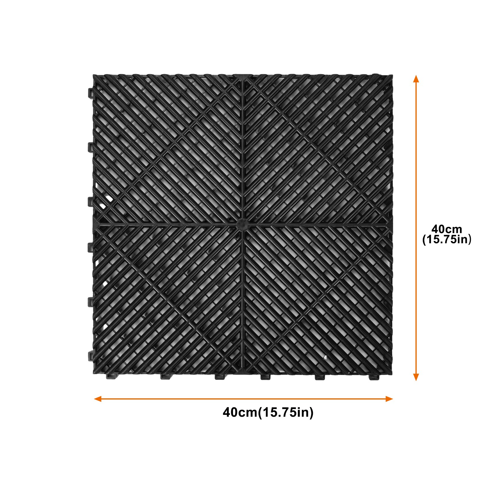 15.75 x 15.75” Interlocking Garage Floor Tiles Vented Water Drainage 50Pcs