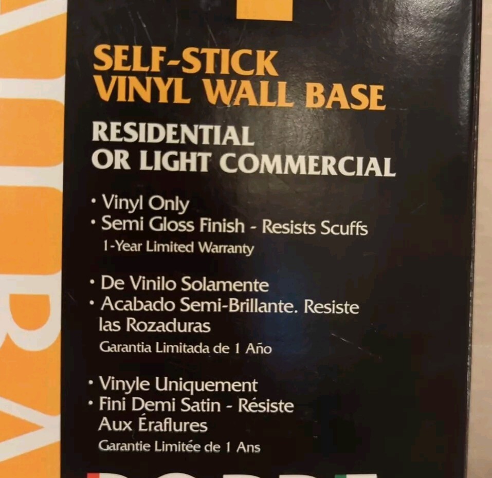 Self-Stick Vinyl Wall Cove Base Roppe Corp 4″ X 20′ Flooring Open Box Wallbase