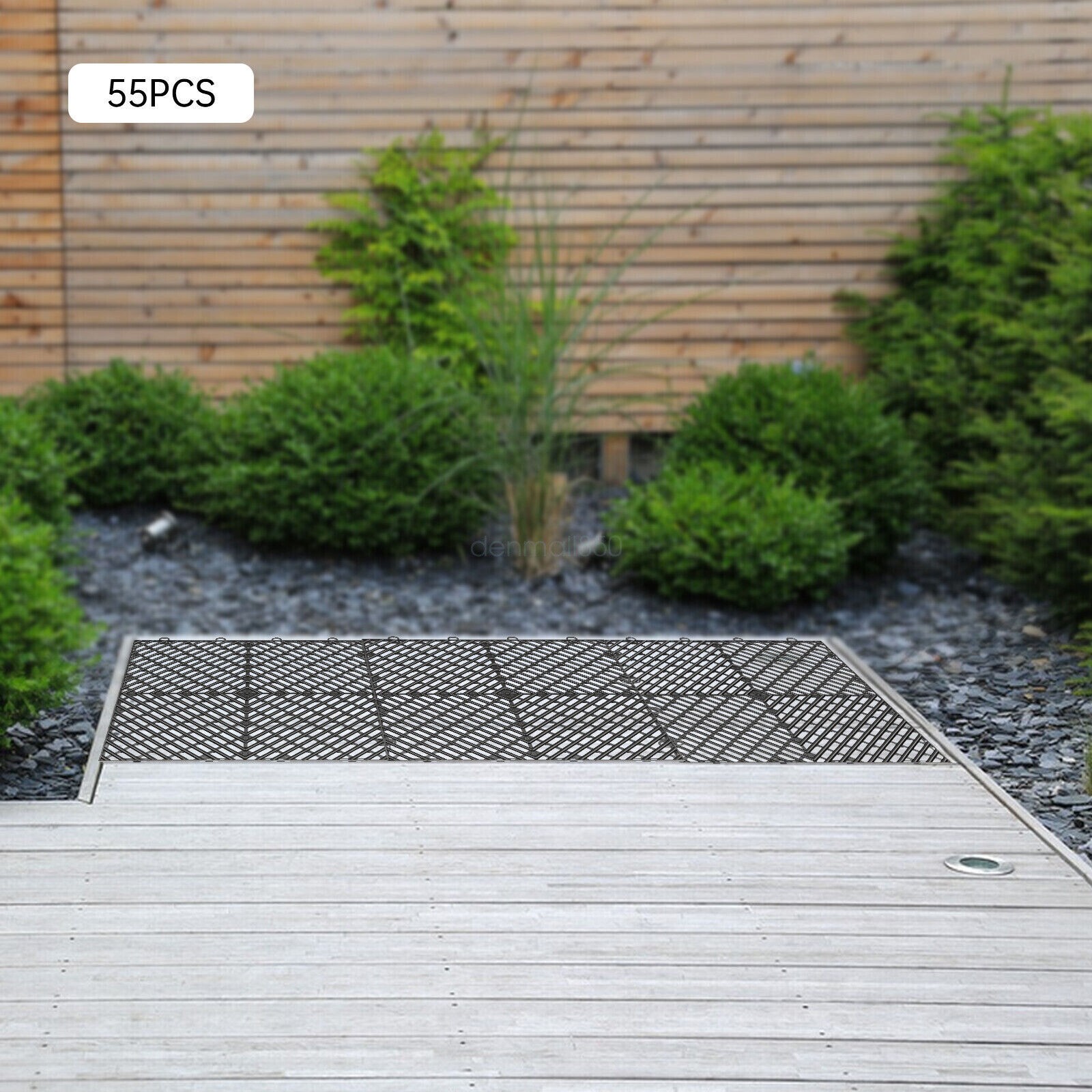 12×12″ Interlocking Garage Floor Tiles 25/55 PCS Deck Tile Snow Water Drainage