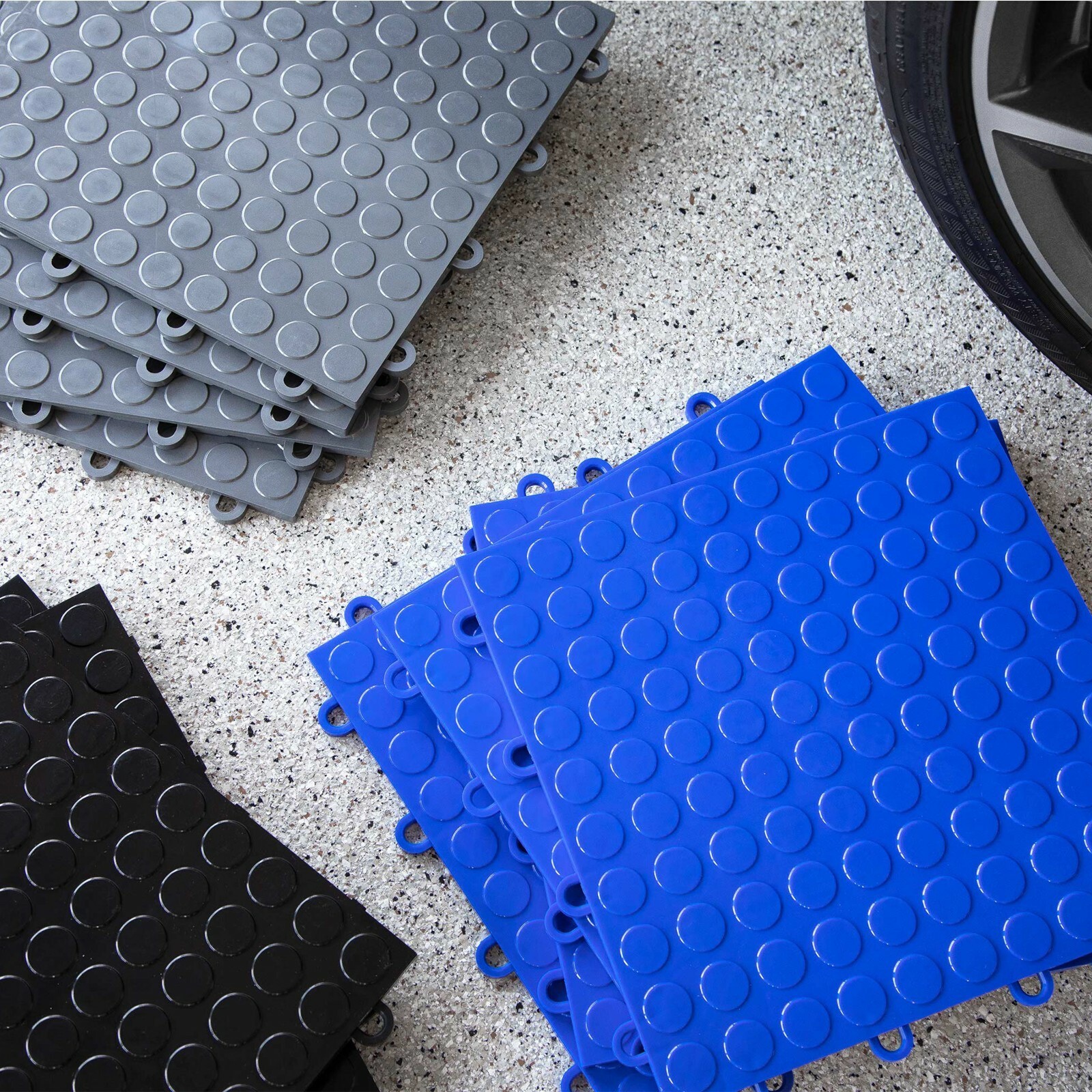 FlooringInc Nitro Coin Pattern Interlocking Garage Flooring Tiles 12″ X 12″