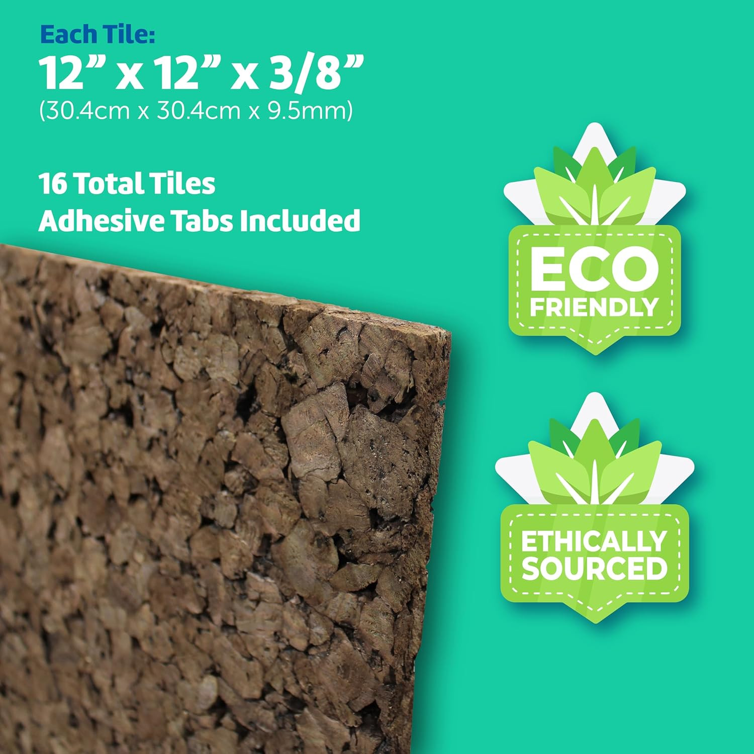 12 X 12 X 9.5Mm Thick Dark Brown Cork Squares Wall Tiles Square Pinning Cork