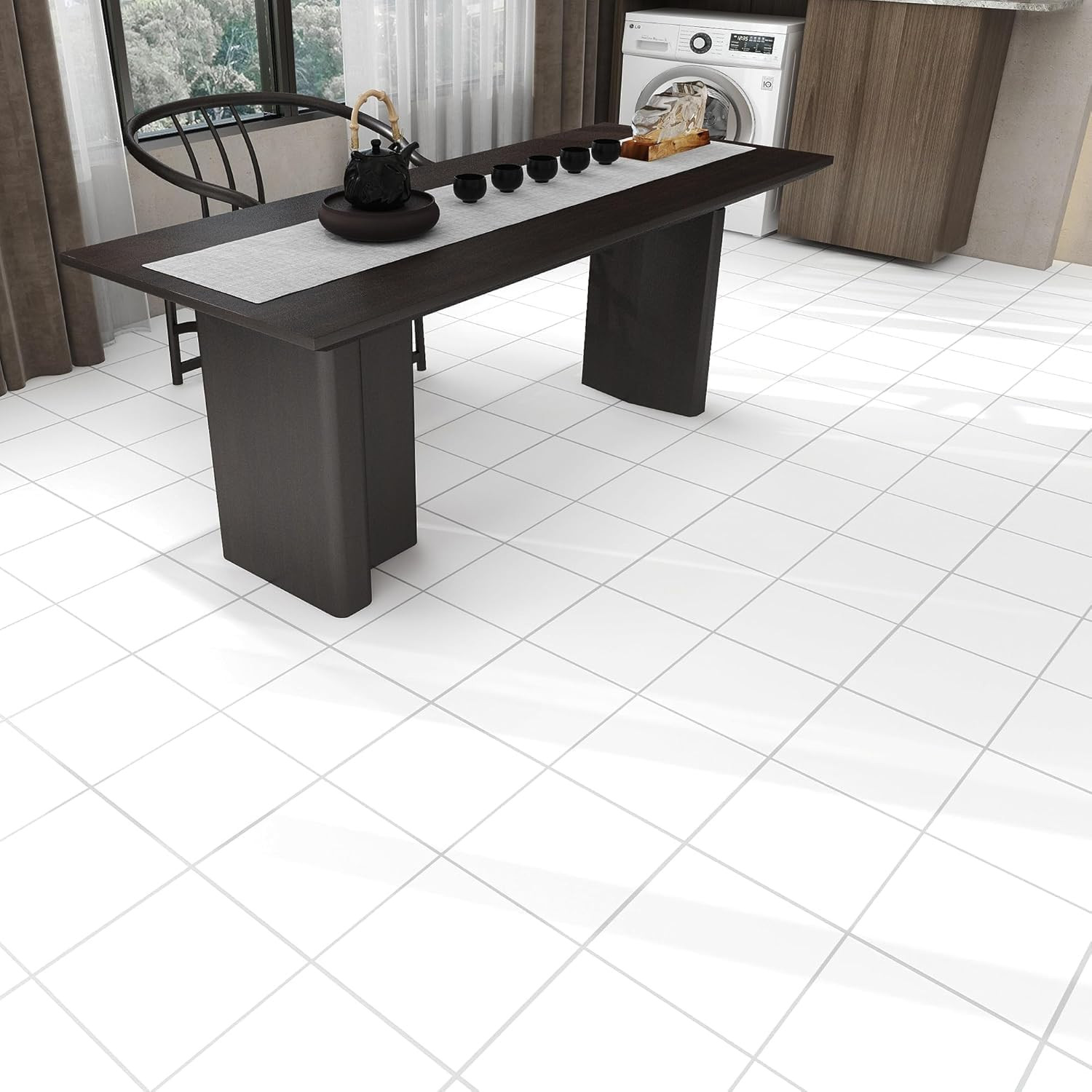 20Sq.Ft White Marble Peel and Stick Vinyl Floor Tiles,20 Tiles – 12″ X 12″,Water