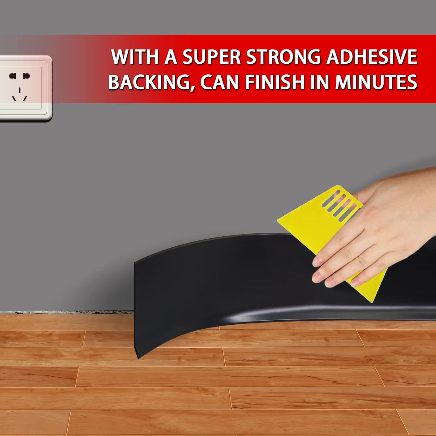 Vinyl Wall Base Baseboard Molding Trim 4″ Flexible Self Adhesive Rubber Wall Bas