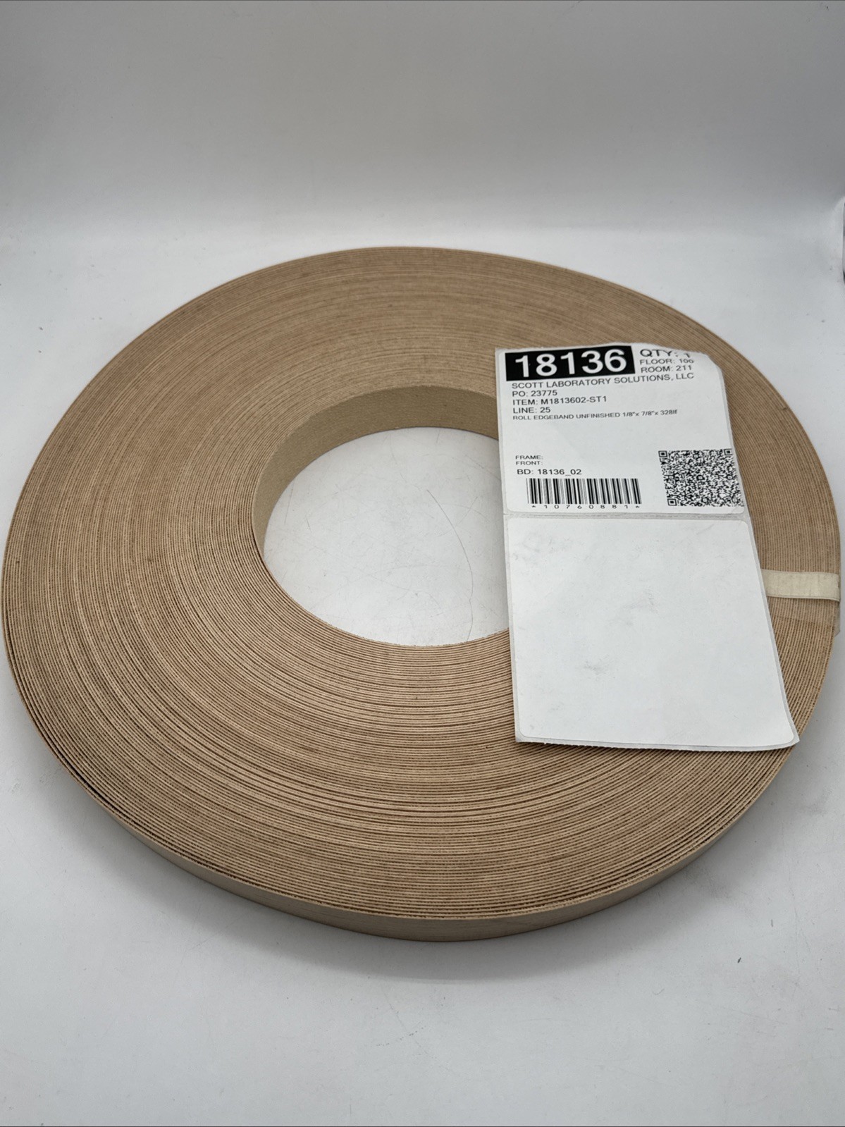 Wood Roll Edgeband Unfinished 1/8” X 7/8” X 328ft