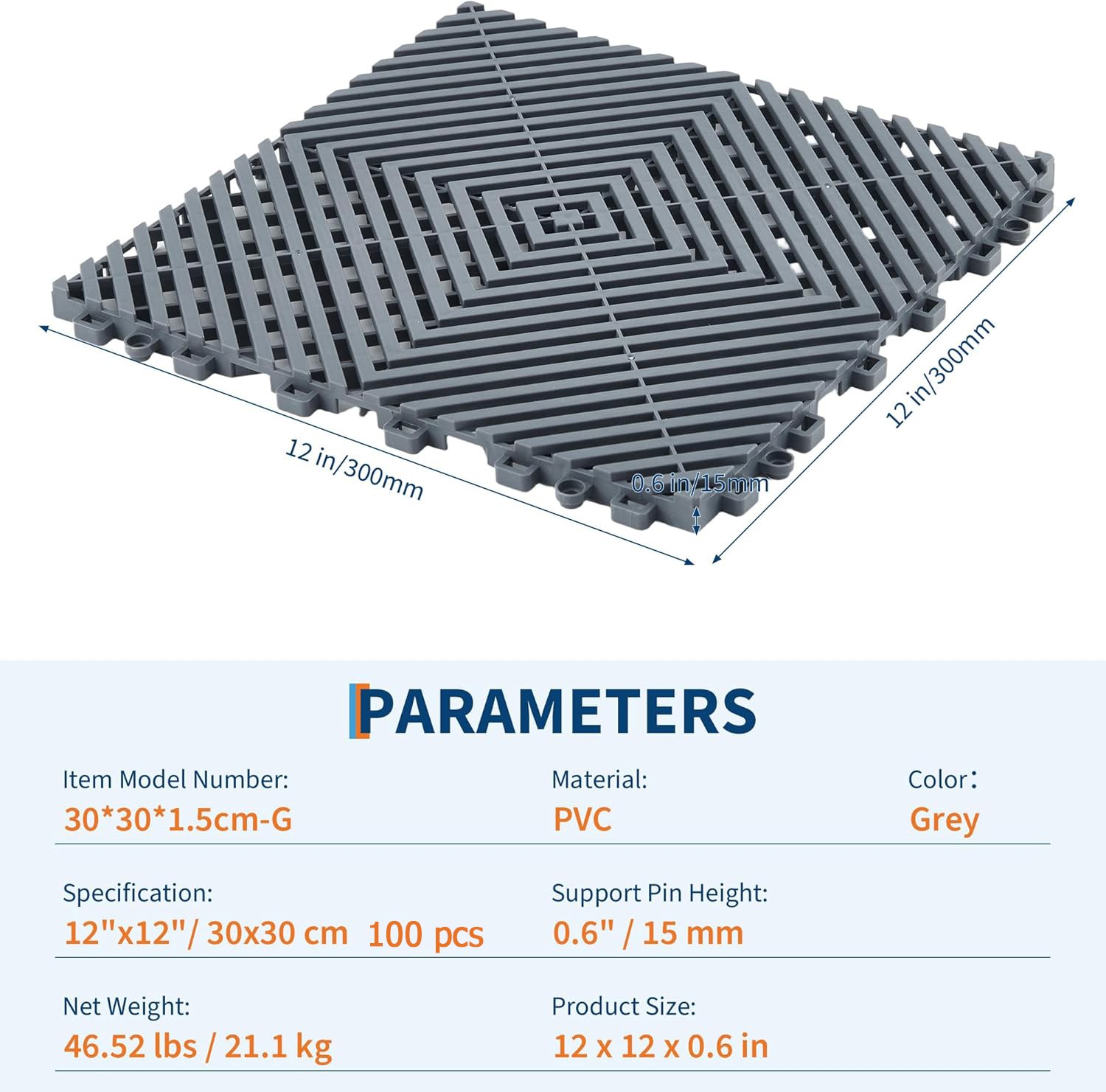 100 Pack Interlocking Garage Floor Tiles 12″x12″ Interlocking Floor Splicing Mat