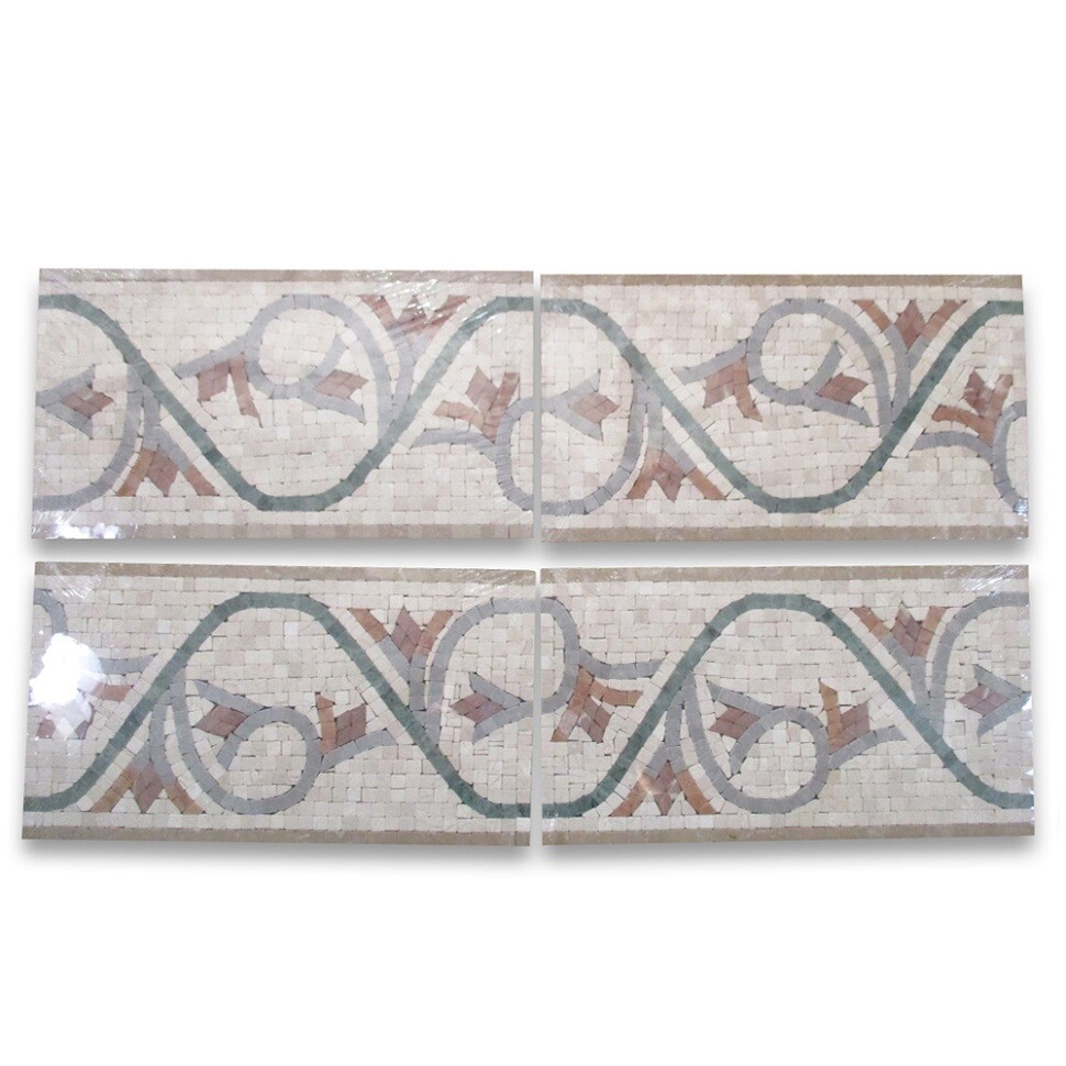 B4211T Marble Mosaic Border Listello Accent Tile Carina 7.5×13.5 Tumbled
