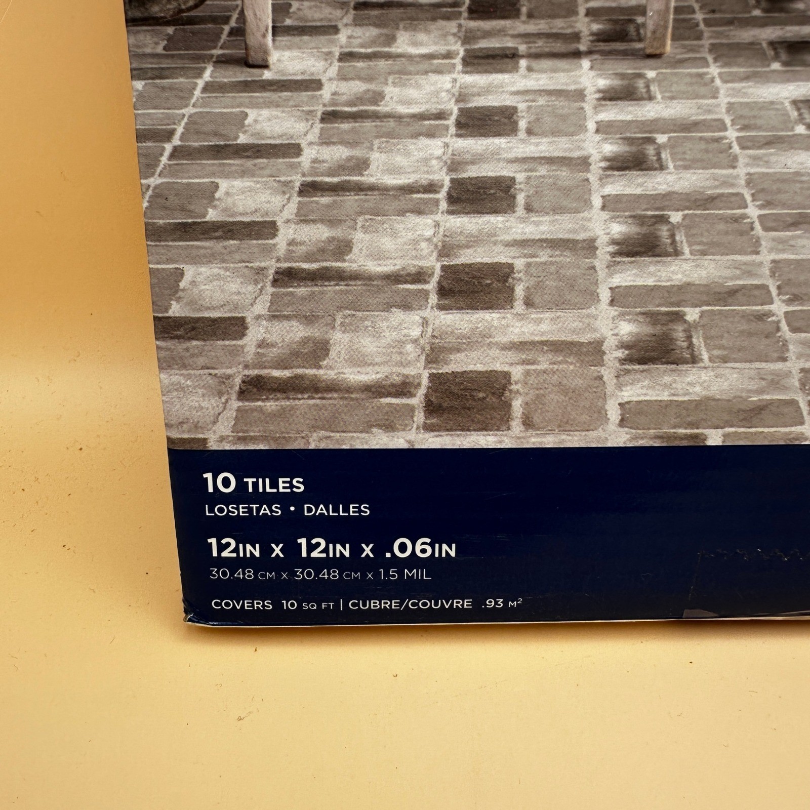 Pack of 10 FloorPops 12″x12″ Harvard Brick Grey Peel & Stick Floor Tiles