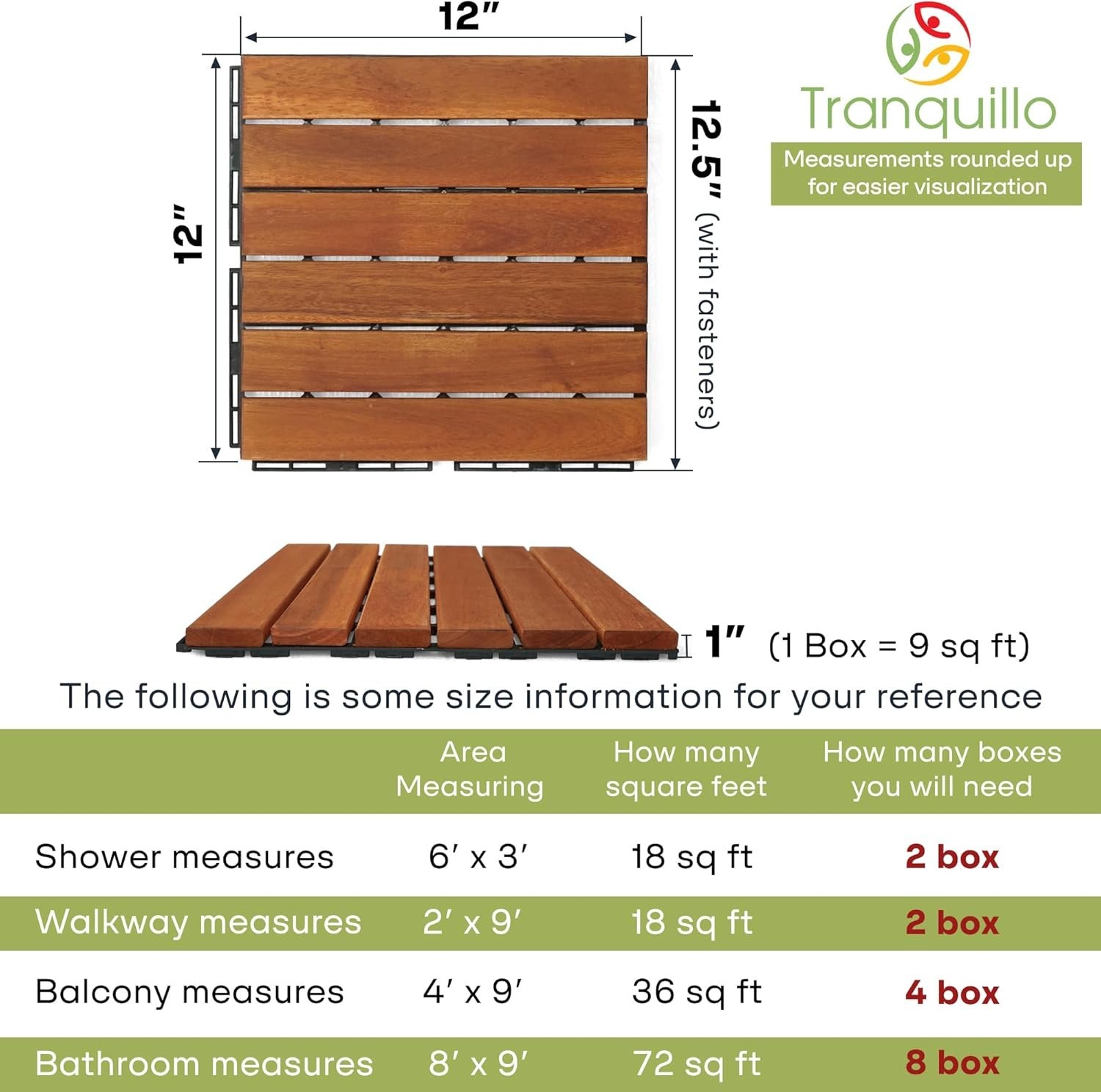 Easy DIY Acacia Wood Patio Tiles – Non-Slip, 9 Pcs for Indoor/Outdoor Use