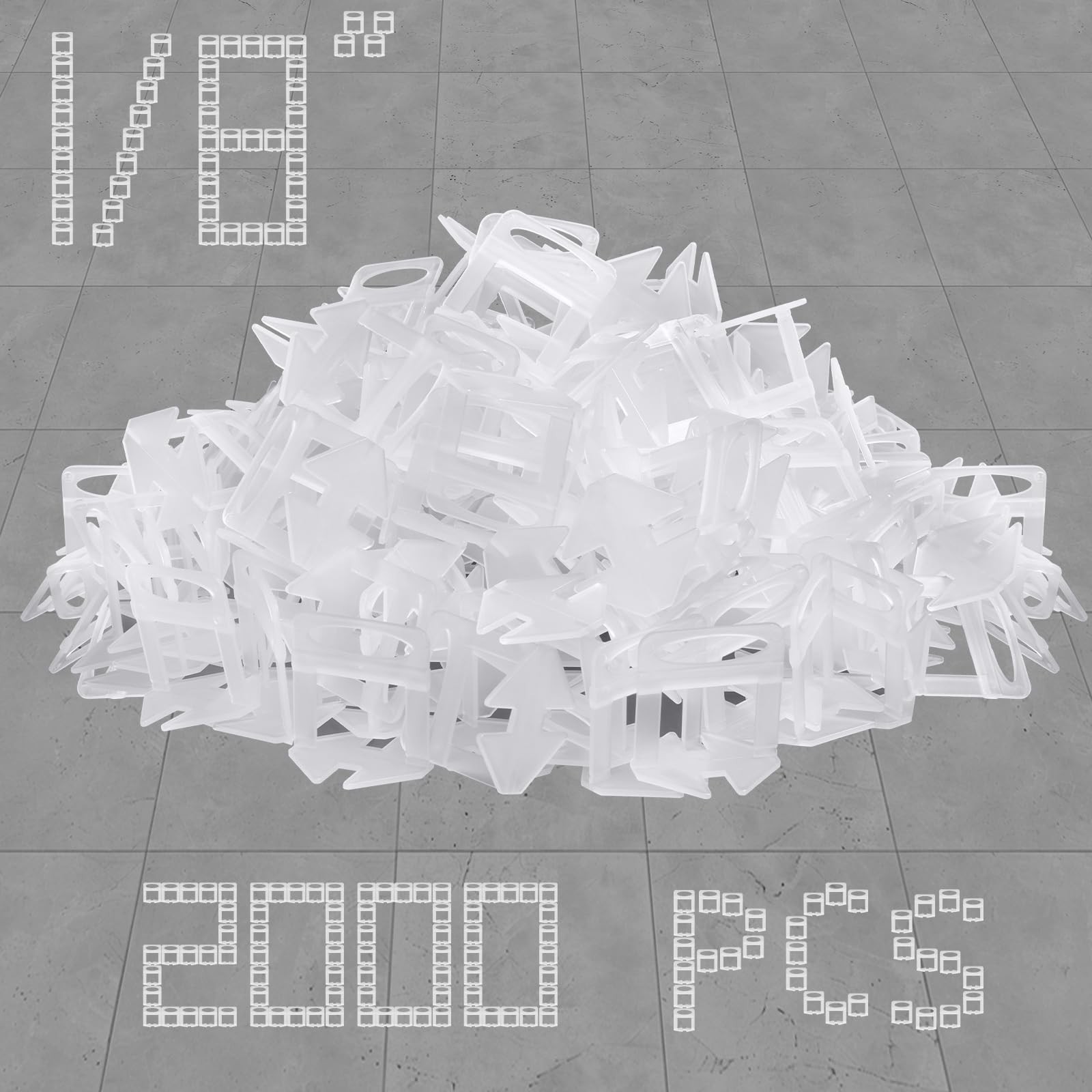 Eunice Tile Spacers 1/8, 2000 Pcs DIY Tile Leveling System Clips for Professi…