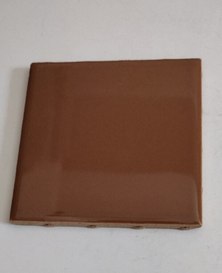 1 USCTCO Romany USA 4-1/4 Wall Tile 1950 Gloss Chocolate Brown Mocha Ceramic Vtg