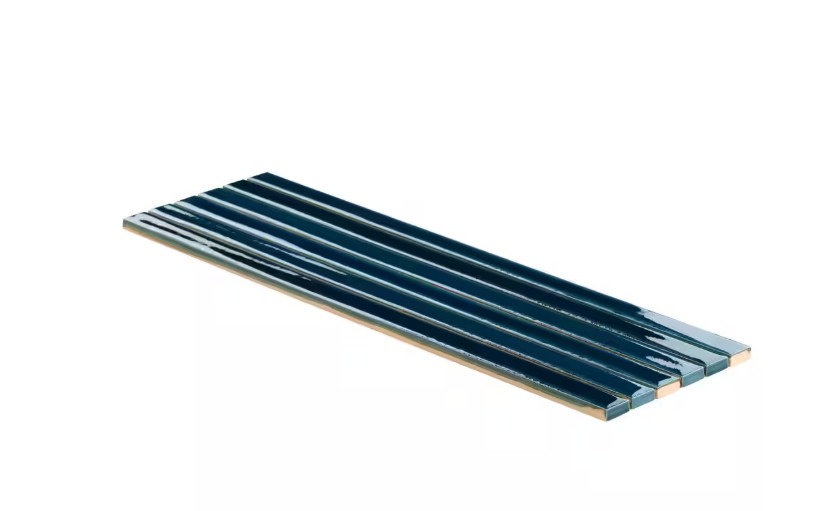 Vistaio Sapphire Blue 5.27″ x 17.71″ Glossy Ceramic Mosaic Wall Tiles (8-Pack)