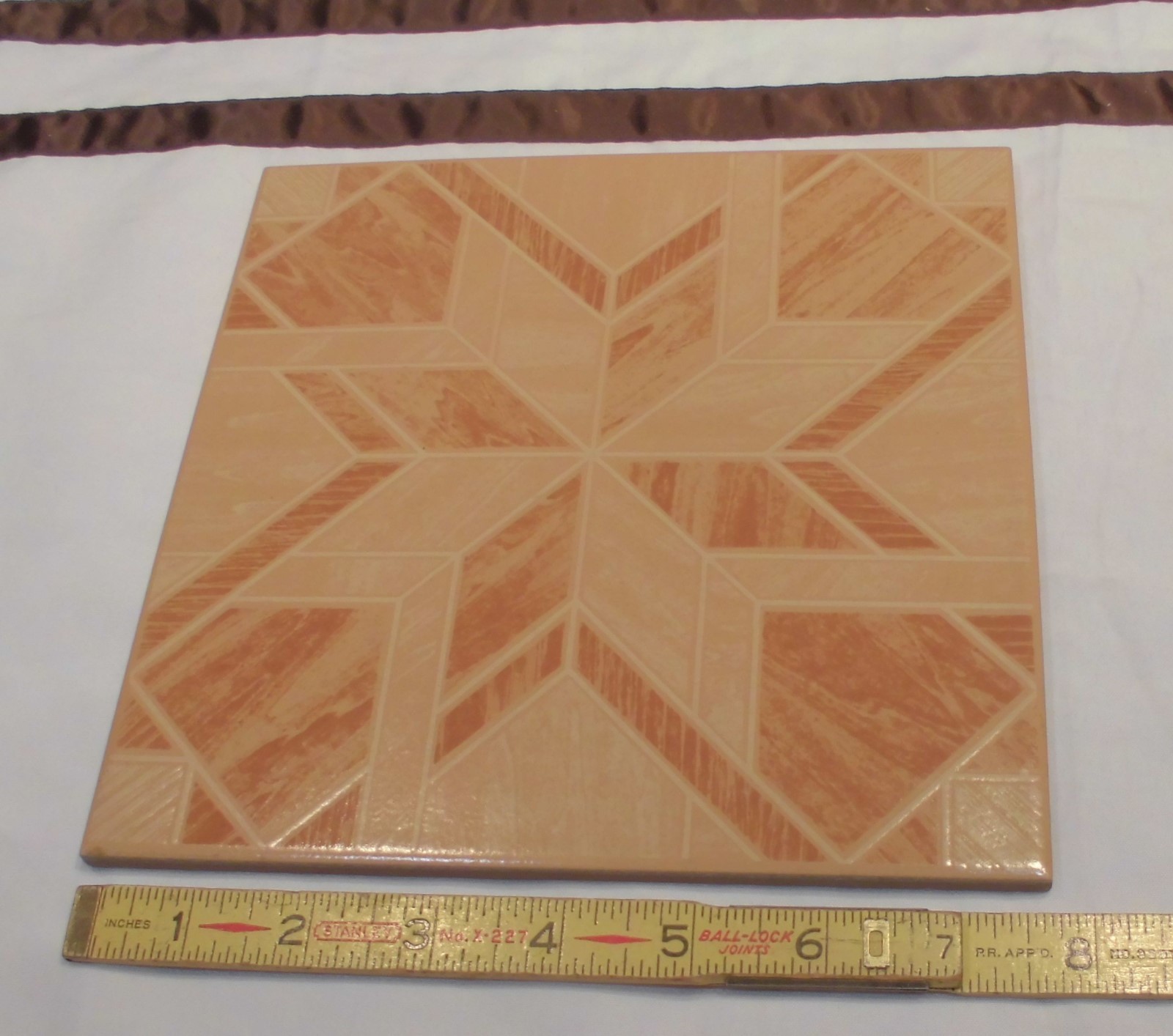 1 pc. *Parquet Wood Look* Ceramic Floor Tile 8″ X 8″ by Interceramic Co. NEW