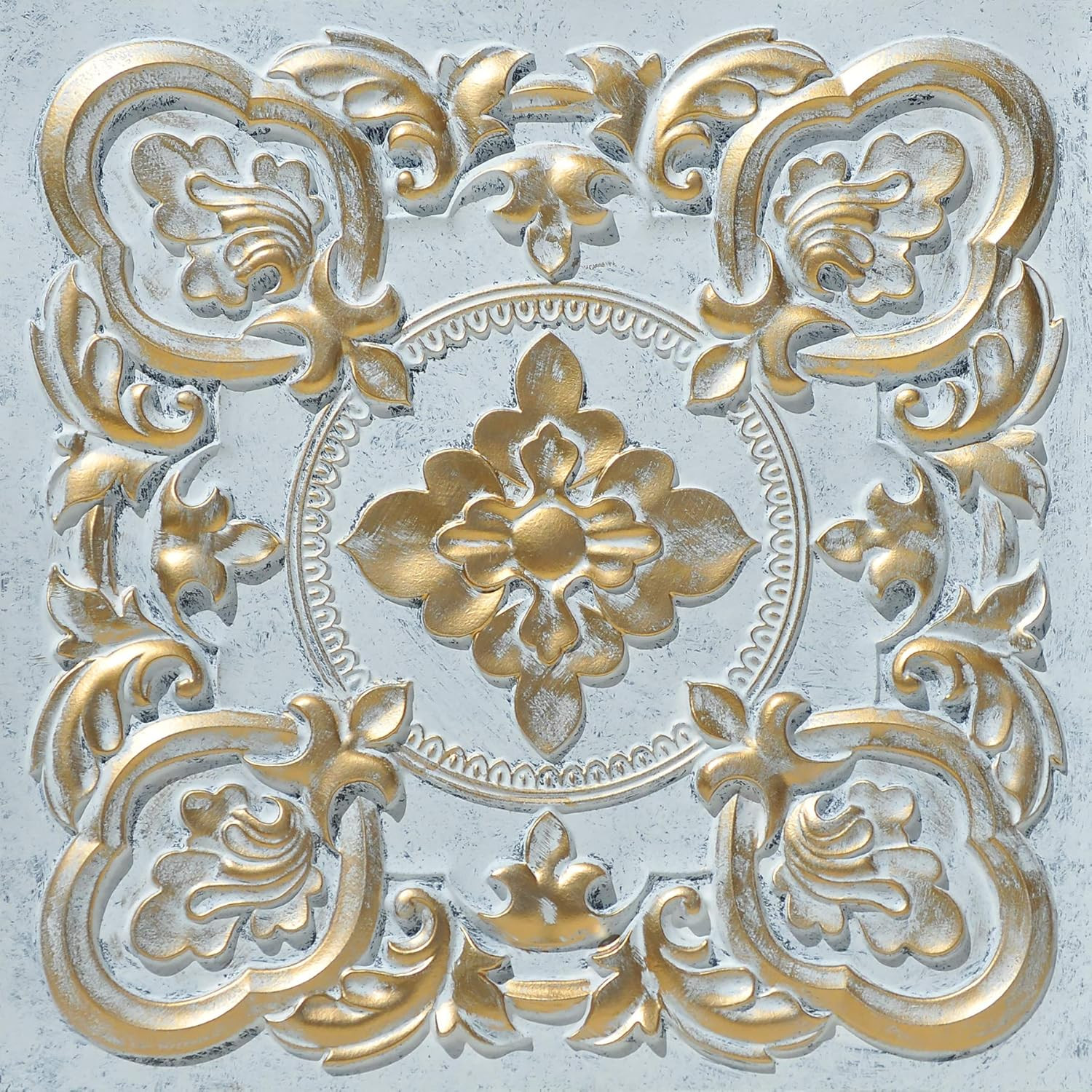 Gaby Aged White Gold PVC Ceiling Tiles – 100 Sq.Ft Case, 2′ x 2′ Size