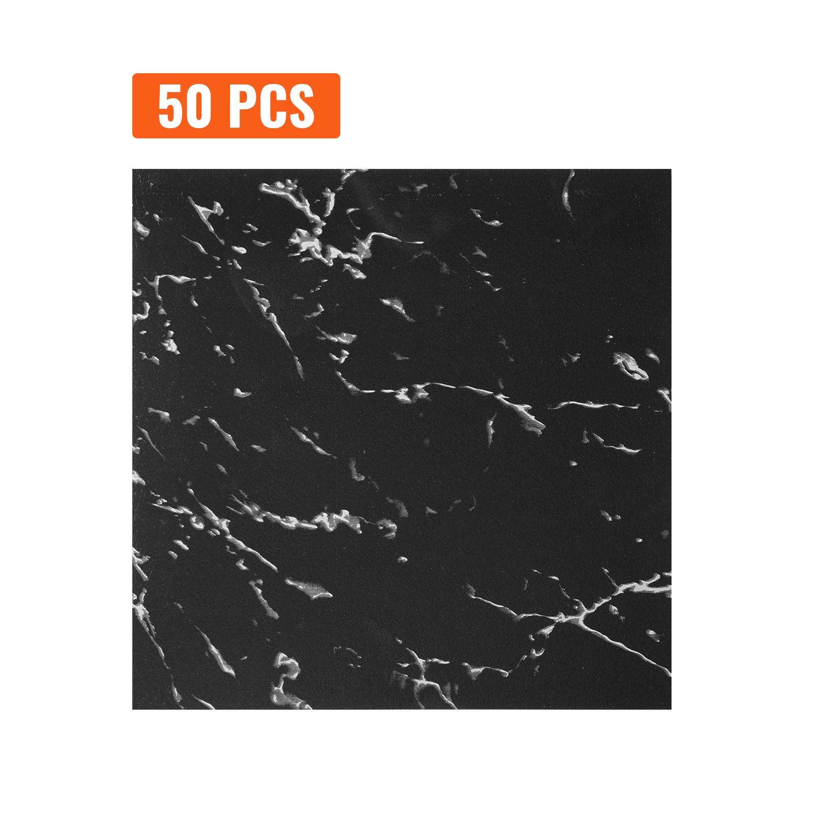 Uimoso 12” x 12” Self-Stick Vinyl Floor Tiles, 50 PCS, 1.5mm Thick, Black Marble