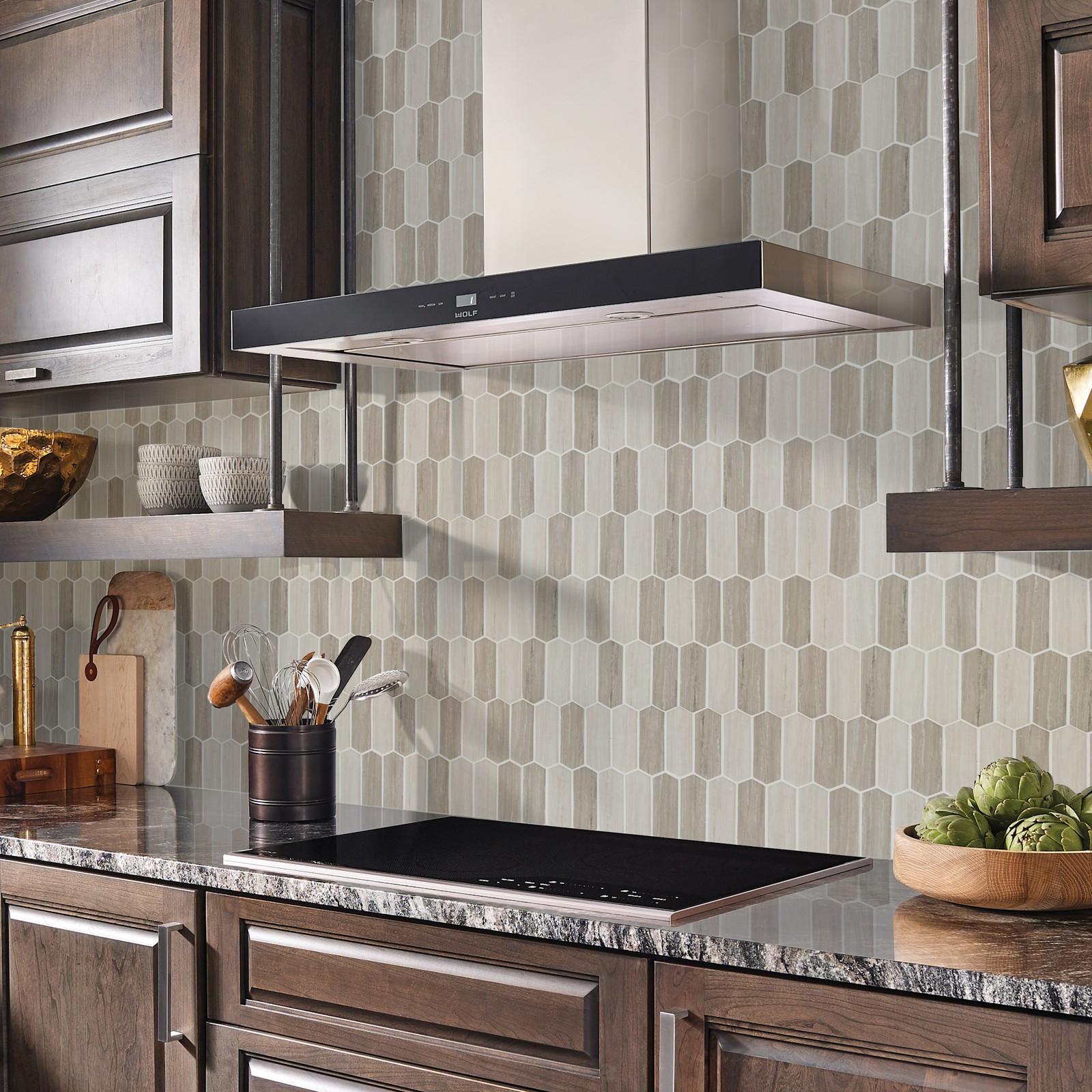 Ackland AKM-G-14X10SP-CA 10″ x 14″ Glass Dot-Mounted Wall Mosaic – Roman Timber