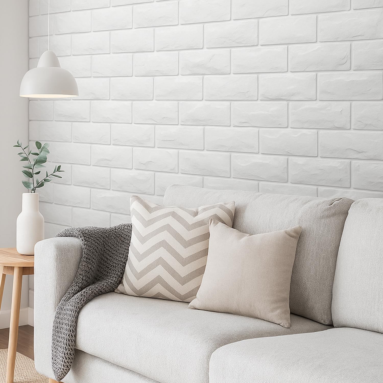 30 Pcs 3D Wall Panels, White Brick Printable 3D Wallpaper Stick and Peel, Sel…