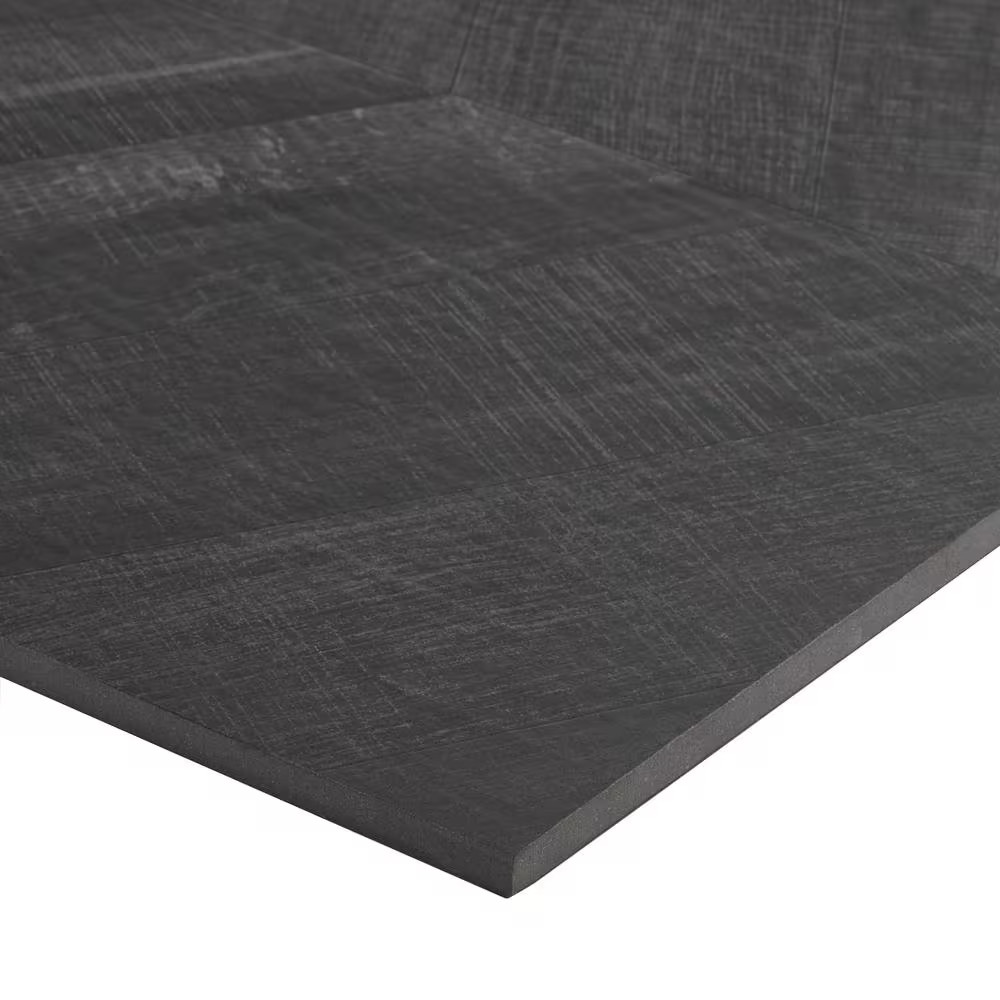 Montgomery Chevron Black 24 In. X 48 In. Matte Porcelain Floor and Wall Tile (15