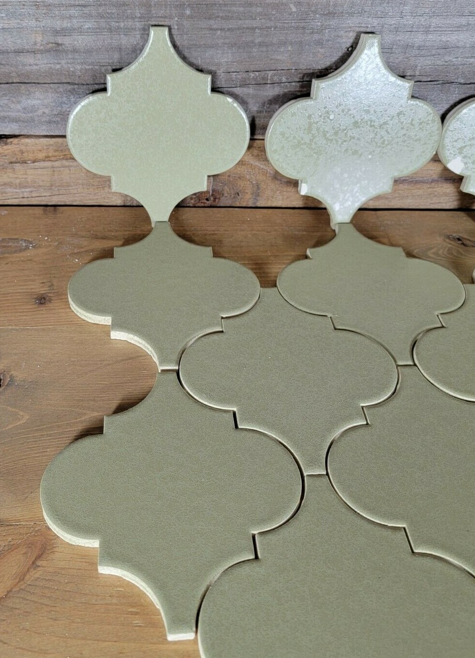 Vtg Salvage Florida Ceramic Arabesque Wall Tile FT USA 5 1/2″ Olive Drab Lot 12