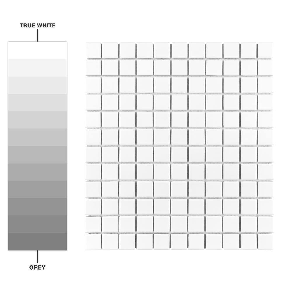 Metro 1 In. Square Matte White 10-3/4 In. X 11-3/4 In. Porcelain Mosaic Tile (9.