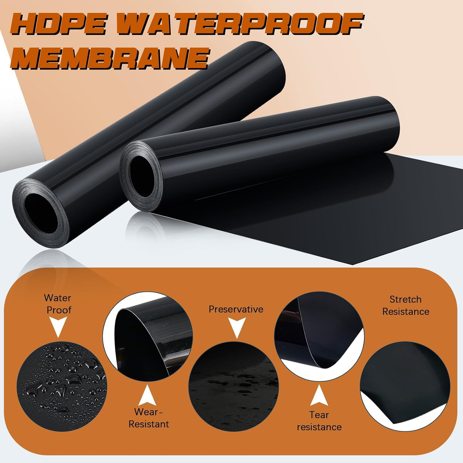 4 Pack Under Deck Drainage Membrane 16Ft Waterproof Trough Roll Black HDPE