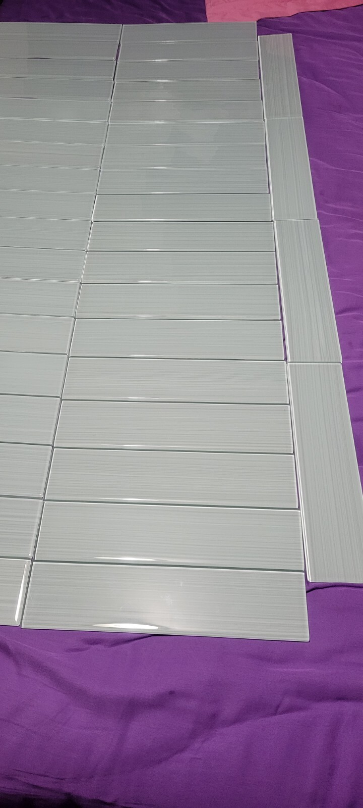Bodesi Heron Gray 3 in. x 12 in Glass Tile kitchen 10 sq. ft. brand New