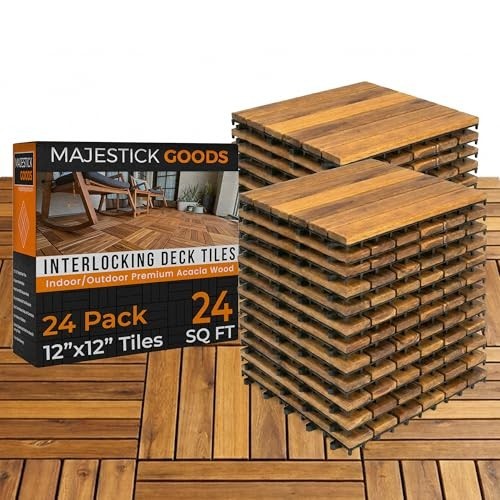 Interlocking Deck Tiles Snap Together Wood Flooring – 12 X 12 Acacia Hardwood Ou