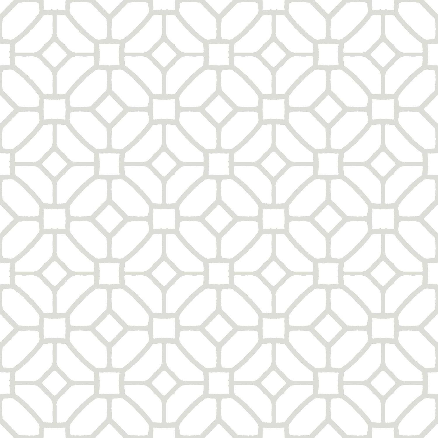Lattice Peel and Stick Floor Tiles, White and Off-White, Geometric
