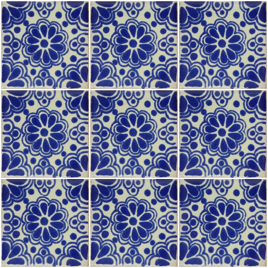 100 TILES Ceramic MEXICAN Talavera Handmade Tile 2×2 Clay Mexico Pottery 2-03
