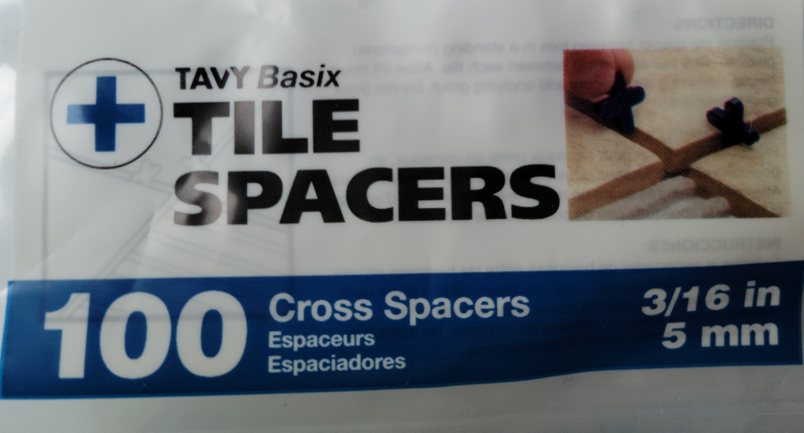 6x Tavy Basix 100 Pack Cross Tile Spacers 3/16in 5mm – Blue Total 600