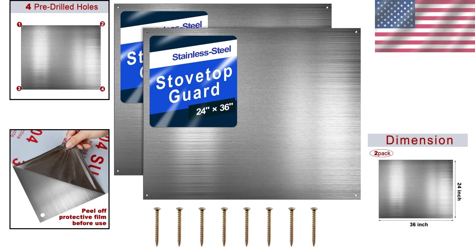 Elegant 24″ x 36″ Stainless Steel Reversible Backsplash for Kitchen Protection