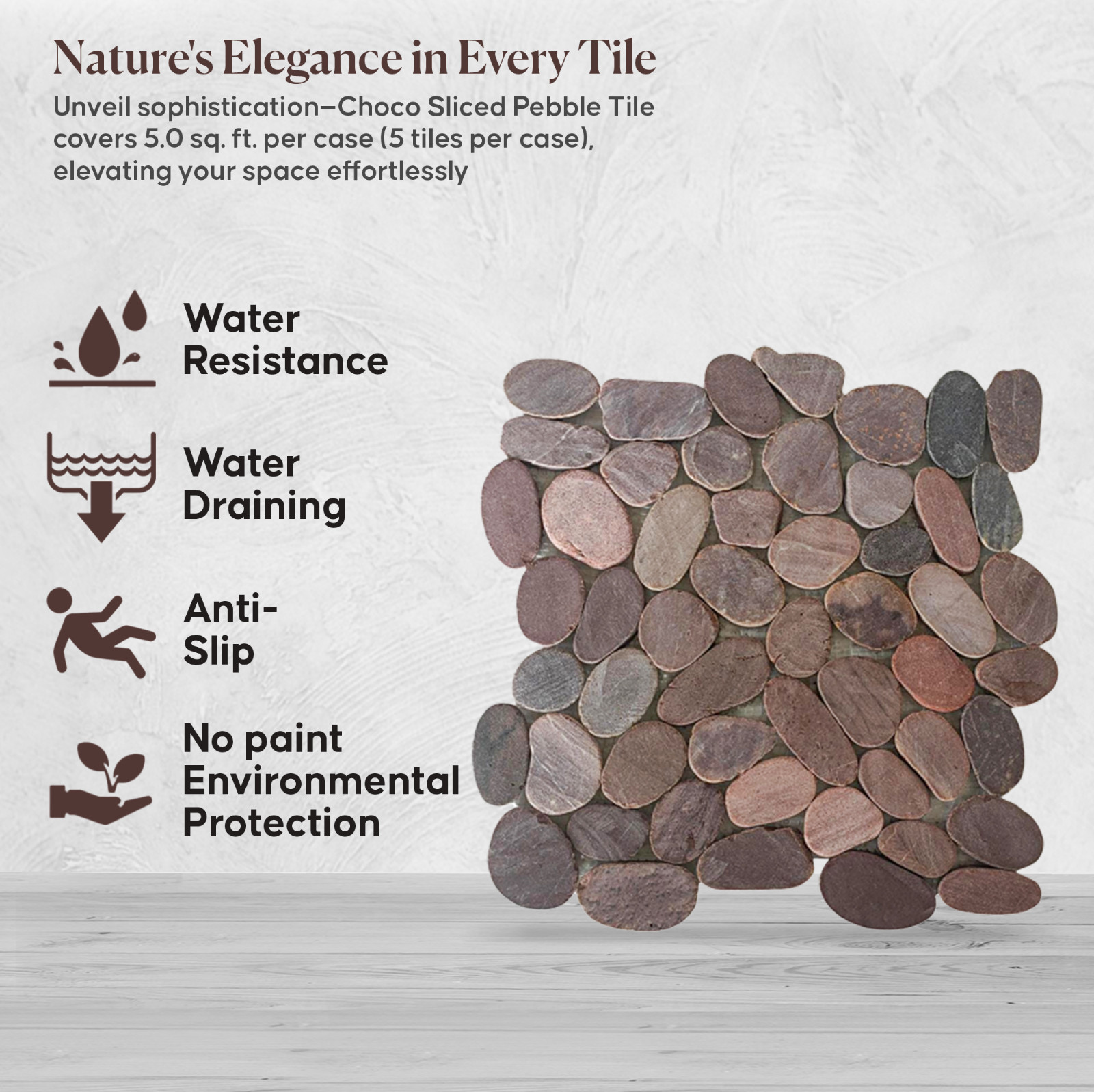 Choco Slice Pebble Mosaic Floor and Wall Mosaic Tile ($11.25/SqFt)