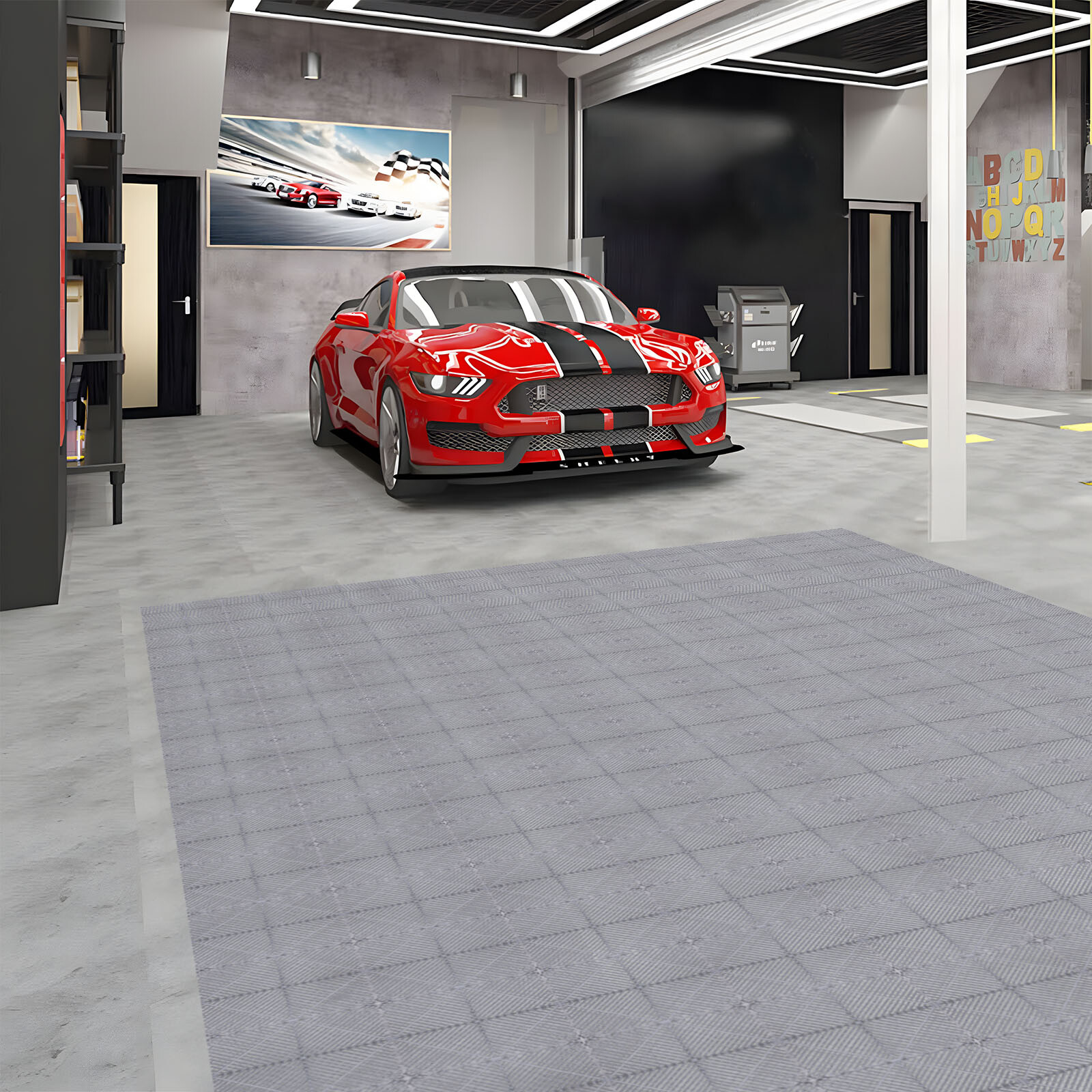 16″x16″ Polypropylene Interlocking Modular Garage Floor Tiles 20Pcs 0.71″ Thick