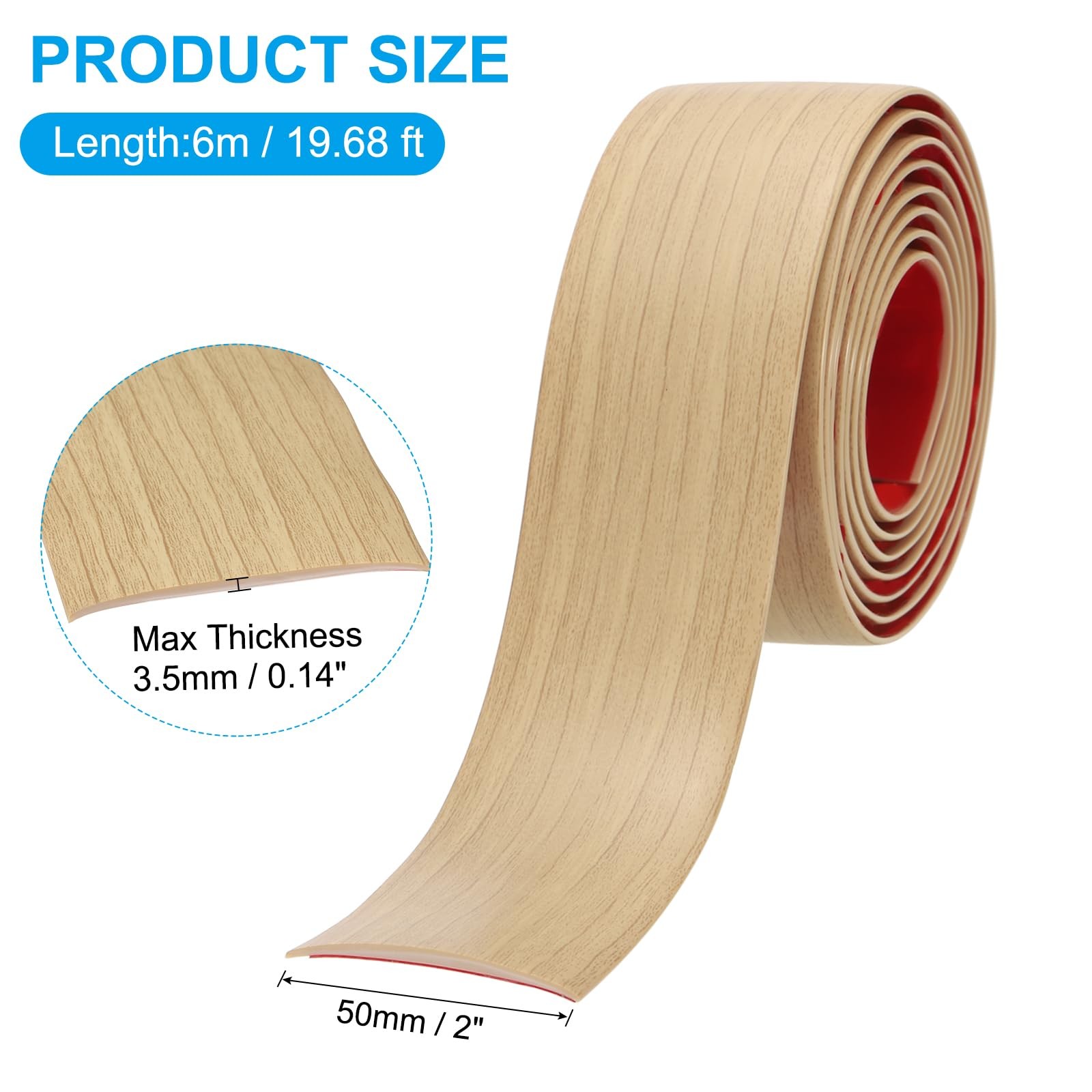 PATIKIL Self Adhesive Floor Transition Strip 20 ft x 2″ Vinyl Flat Divider Floor