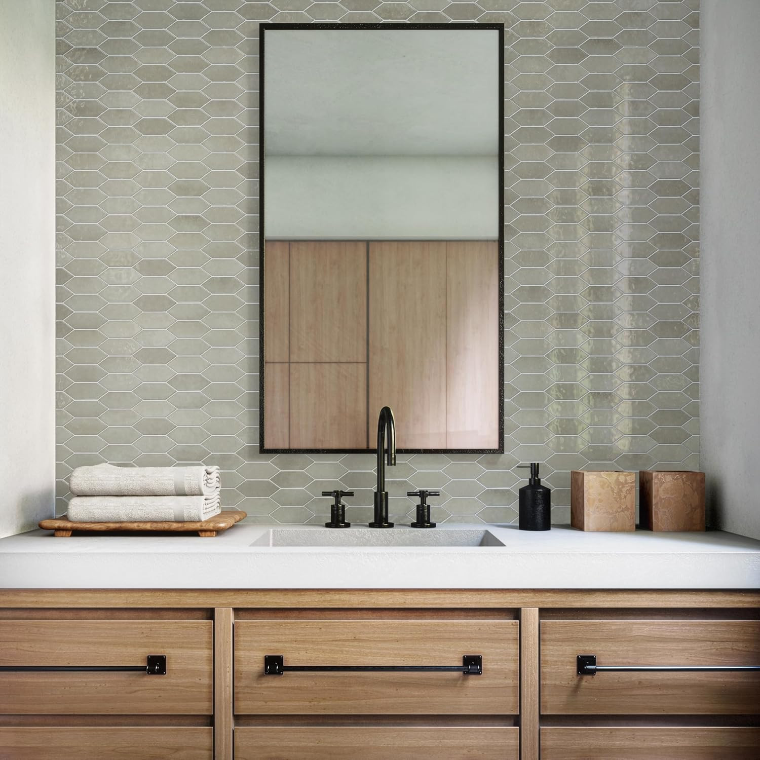 Miramo 2″x5″ Ceramic Picket Wall Mosaic – 12 PC, 8.76 SQFT per Carton