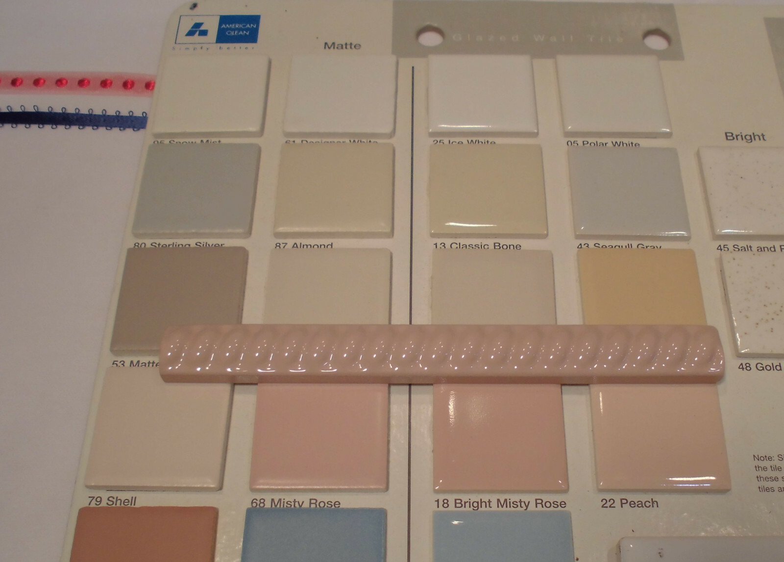 10 pcs. Misty Rose: Vintage Ceramic Liner-Pencil-Sizzle Tiles: 5/8″ X 6″ Rope