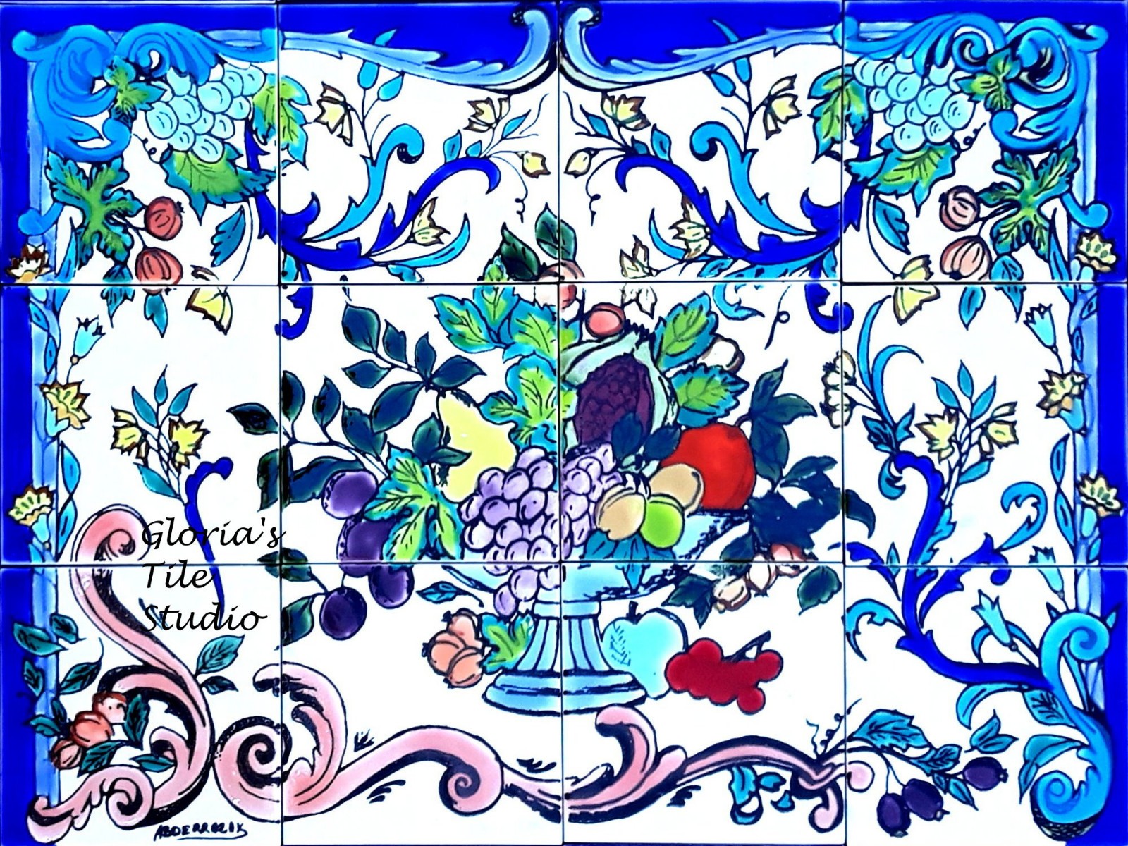 24inx18in Greek Design Ceramic Tiles Wall Art Mosaic Mural Kitchen Splashback