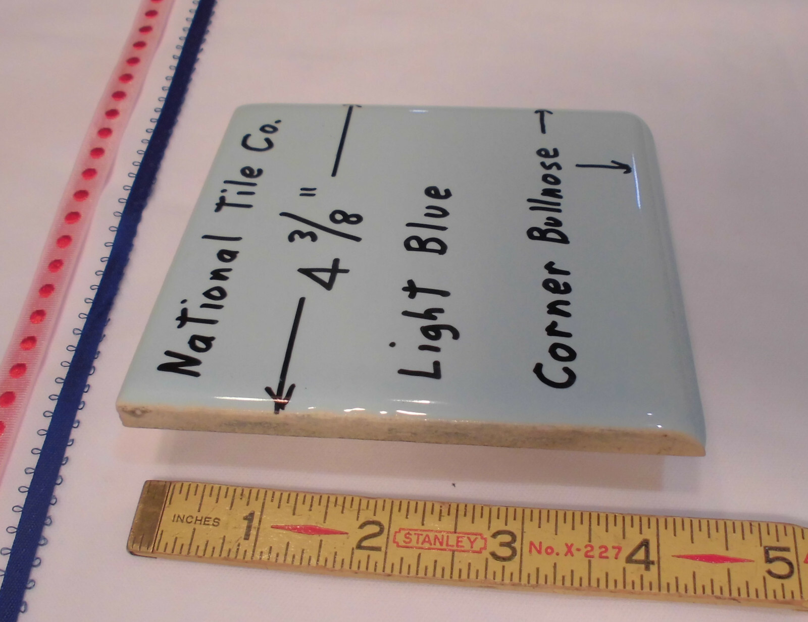 1 pc. *Twilight Blue* Ceramic Glossy Corner Bullnose 4-3/8″ National Tile Co.