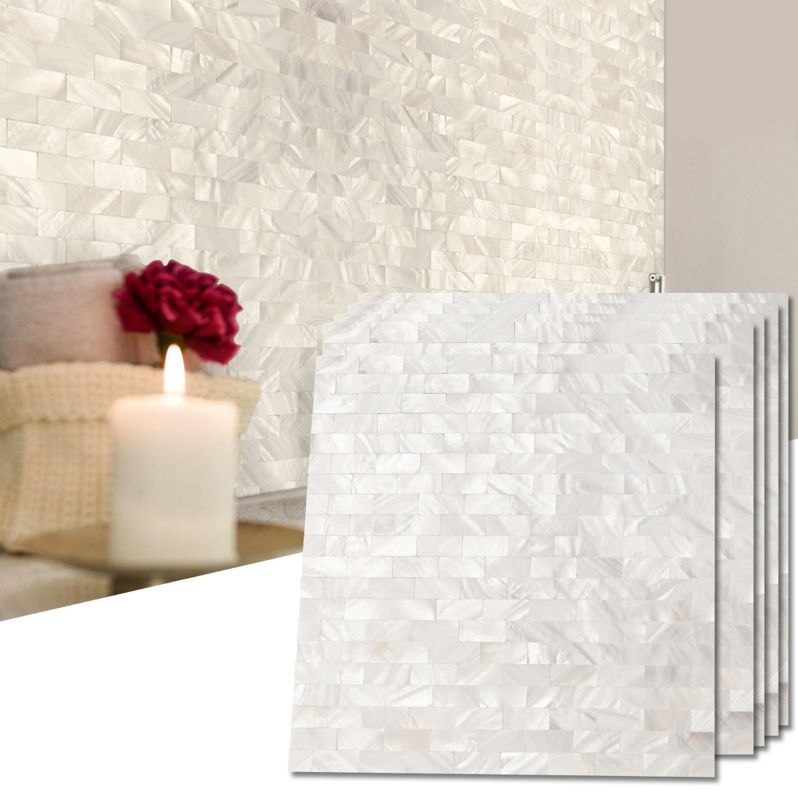 Mother of Pearl Shell Mosaic Tile for Kitchen Backsplash/Bathroom Tile, 6sheets
