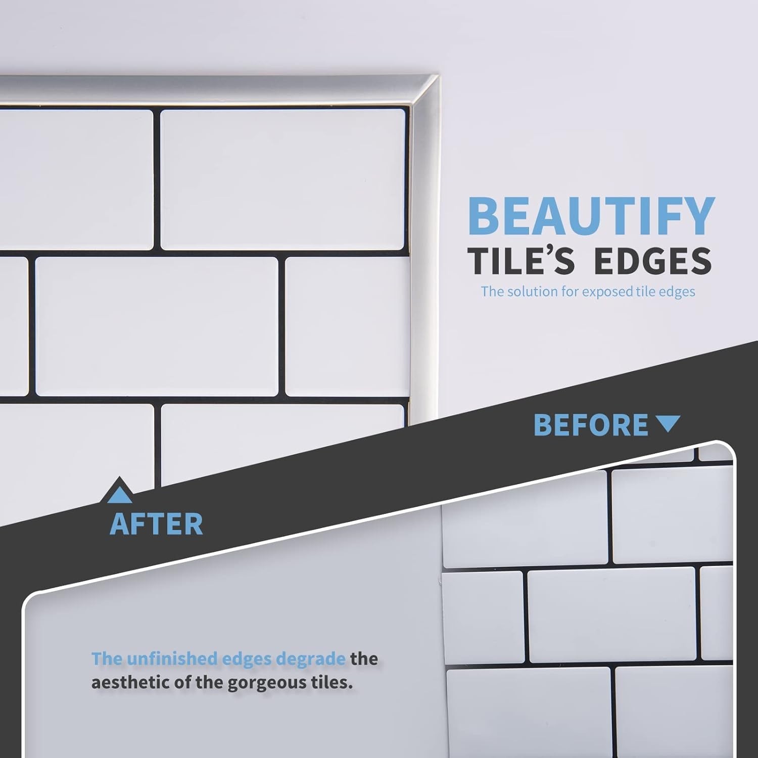 Peel and Stick Flexible Vinyl Molding Trim for Wall Tile Edges Backsplash 10Ft