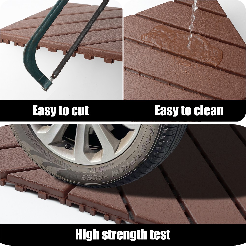 44x Plastic Interlocking Decking Tiles 12×12 Inches Backyard Pool Decking Tiles