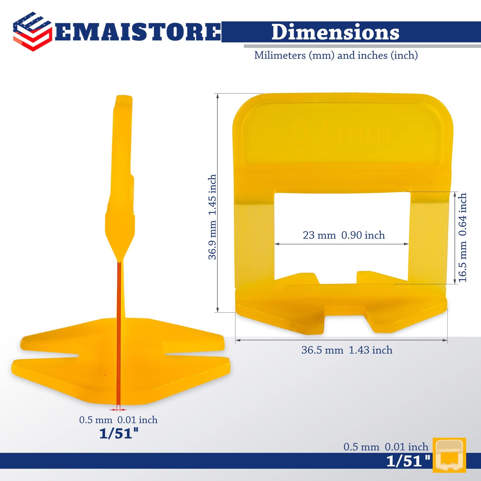 Tile Leveling System – ULTRA-THIN 0.5mm (1/51 Inch) – 2000 Tile Spacers – wit…