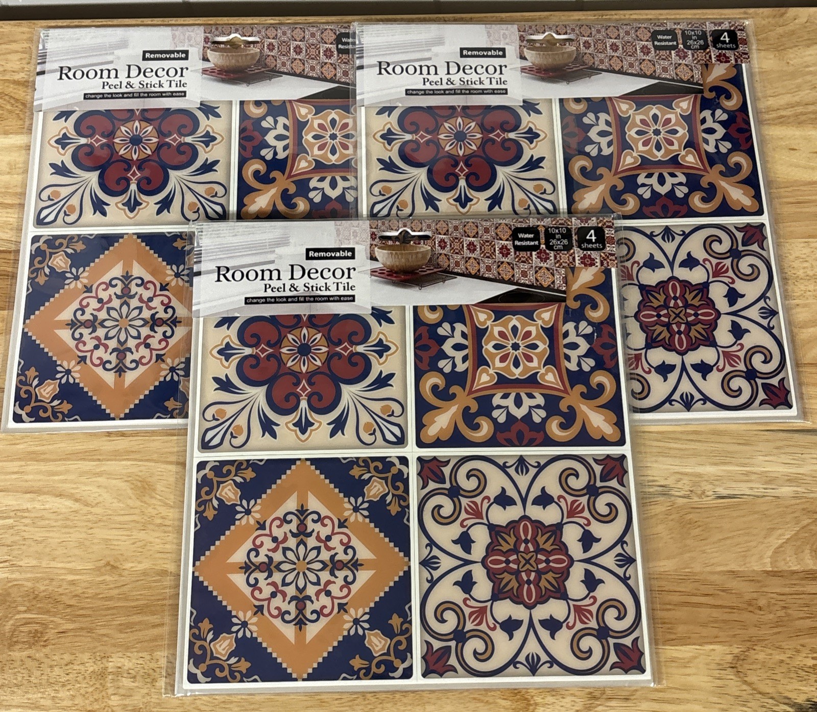 Peel and Stick Tiles Room Decor Backsplash Mexican Mediterranean 4 Sheets