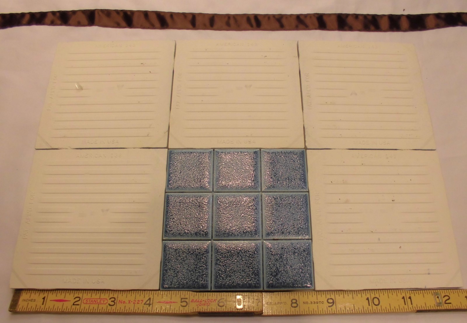 1 pc. *Cobalt Blue* Scored Crystalline Ceramic Tile American Olean…4-1/4″ NOS