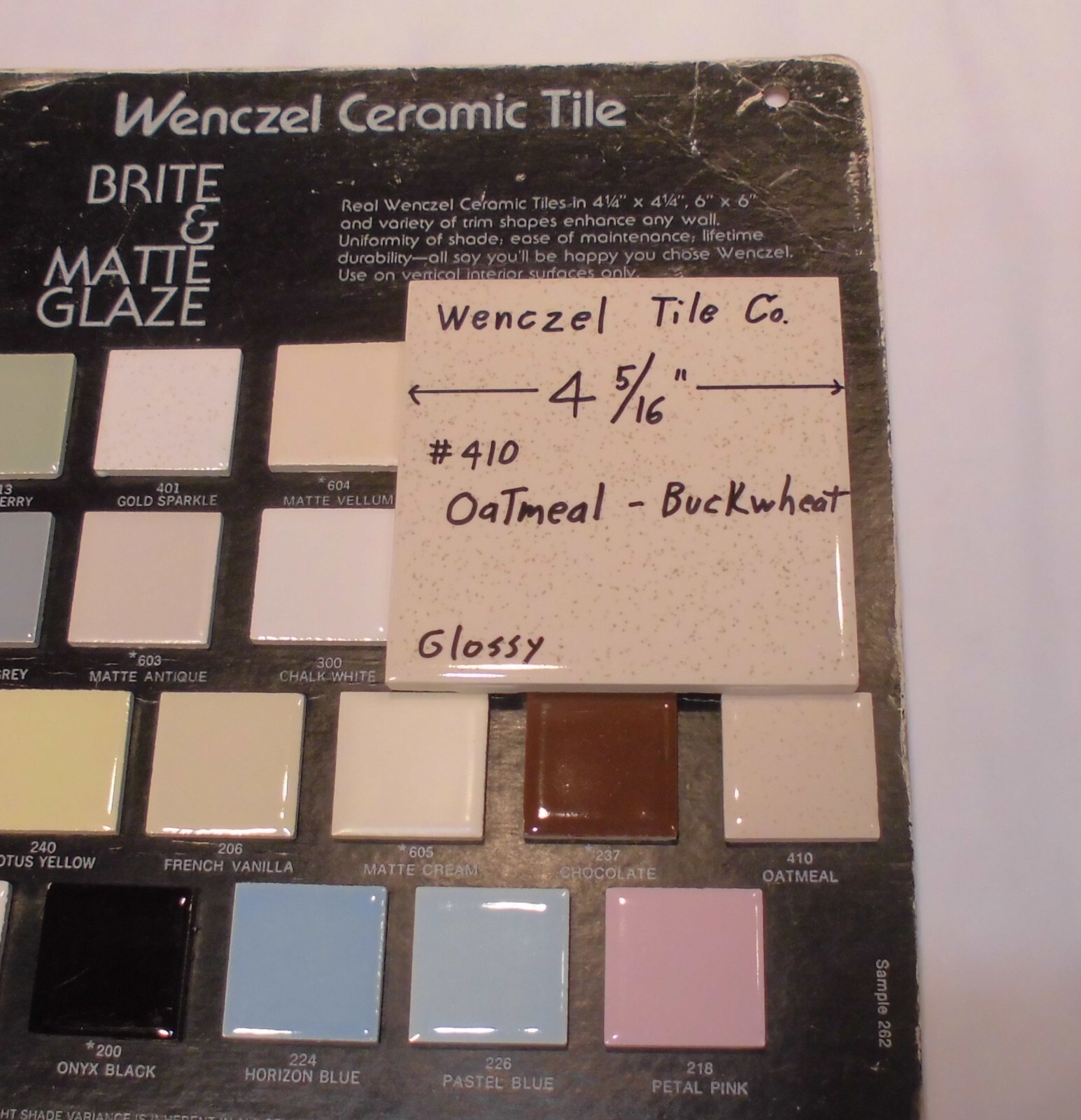 1 pc. Oatmeal – Buckwheat: Glossy Ceramic Tile by Wenczel Tile Co. 4-5/16″