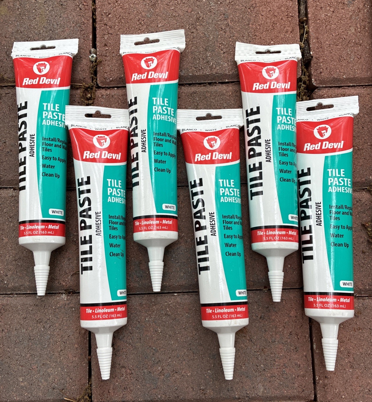 Red Devil 0497 Tile Paste Adhesive 5.5oz White for Floor and Wall Tiles Lot of 6