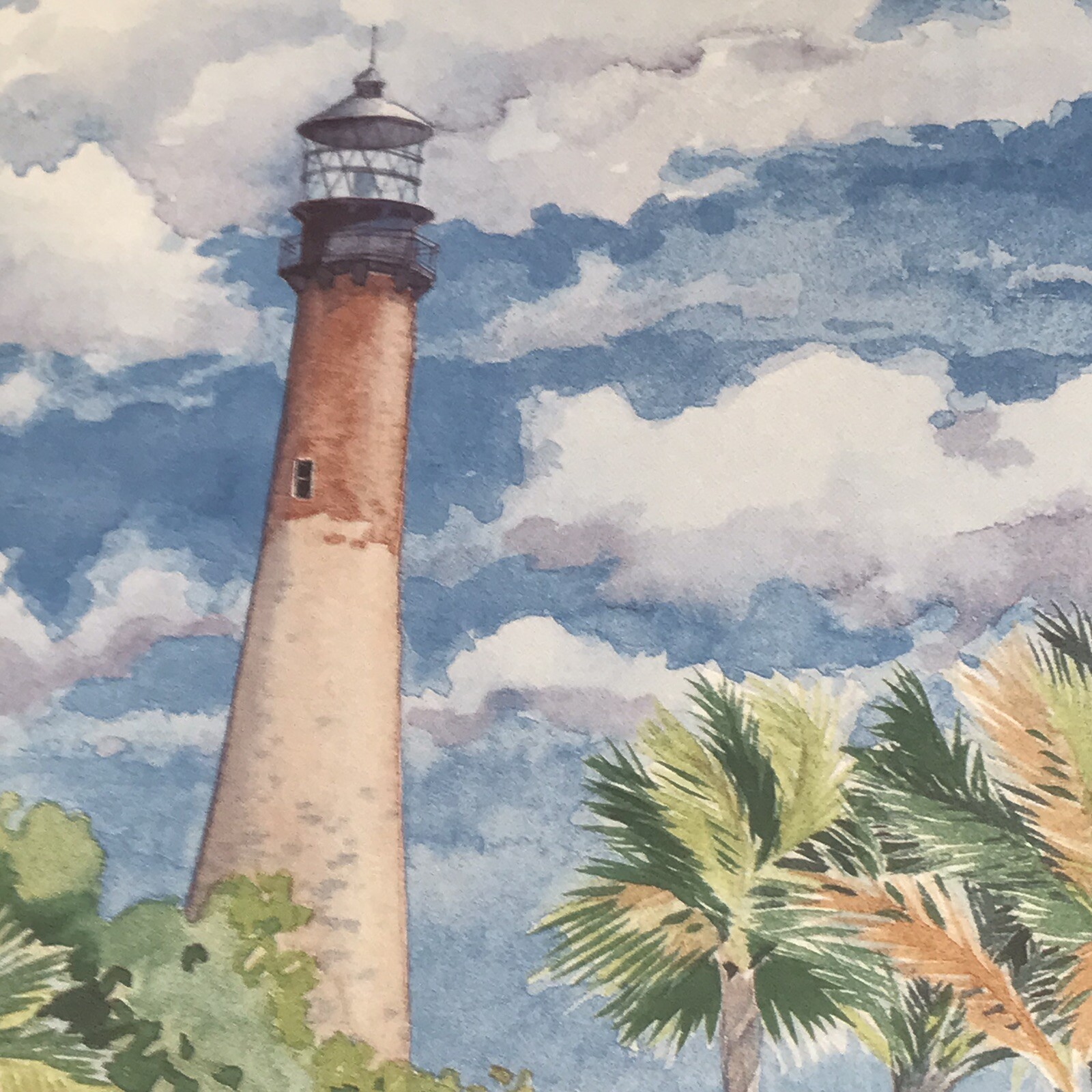Tropical Ocean Lighthouse Accent & Decor Tile Art 6″x8″ Cactus Palm Trees SM62