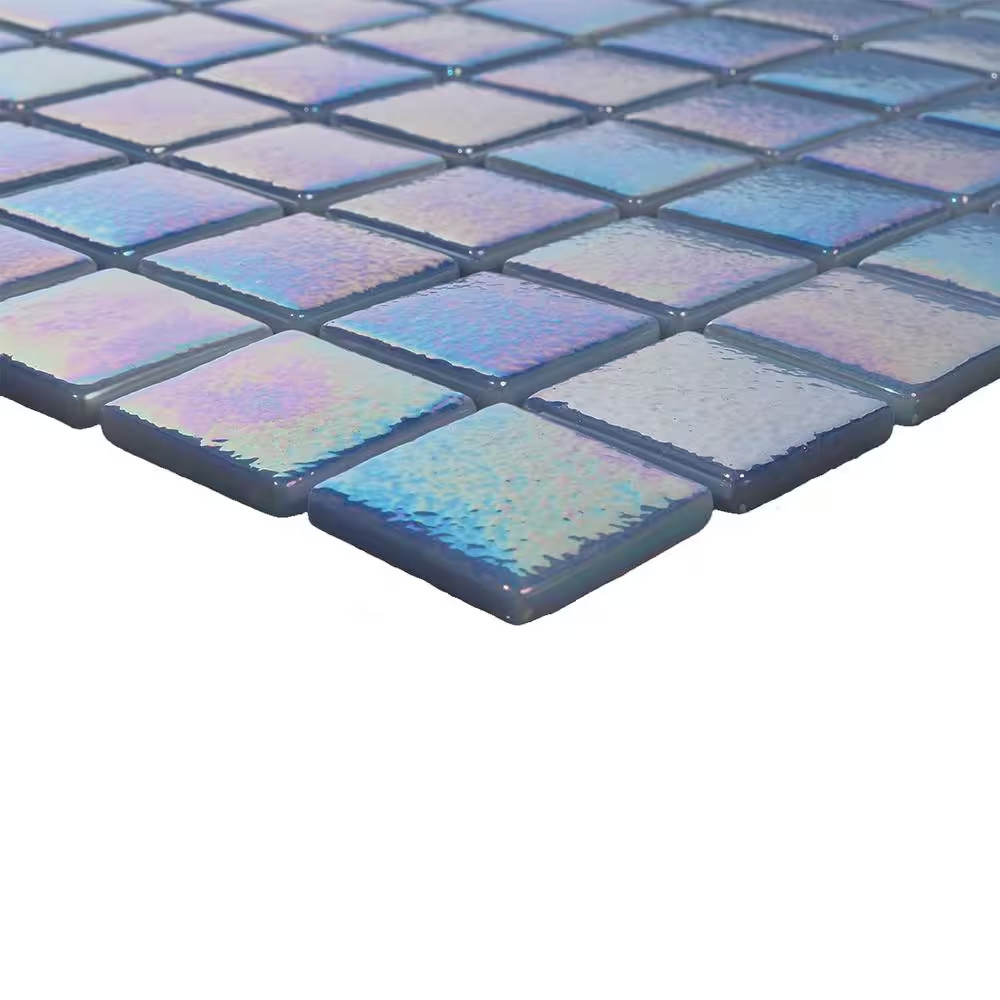 Glass Tile Love Unconditional Teal Mix Chips Mosaic Glossy Glass Floor Tile (10.