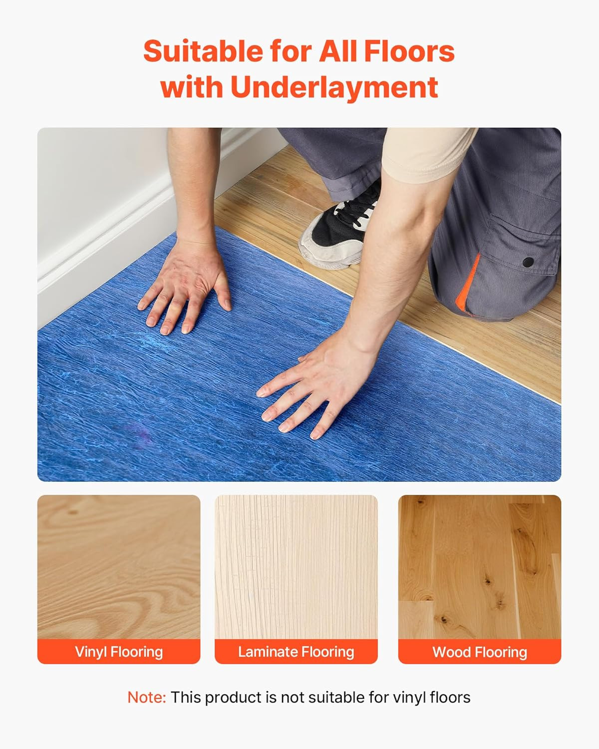 Floor Underlayment 100 Sq. Ft/Roll, 3 Mm Thick Laminate Flooring Padding with At