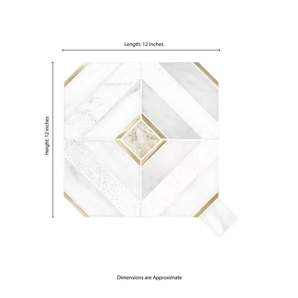 Verona Gold 12 In. X 12 In. Marble/Metal Mesh-Mounted Mosaic Floor and Wall Tile